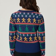 Unique Vintage & Smak Parlour Navy & Gingerbread Men Fair Isle Sweater