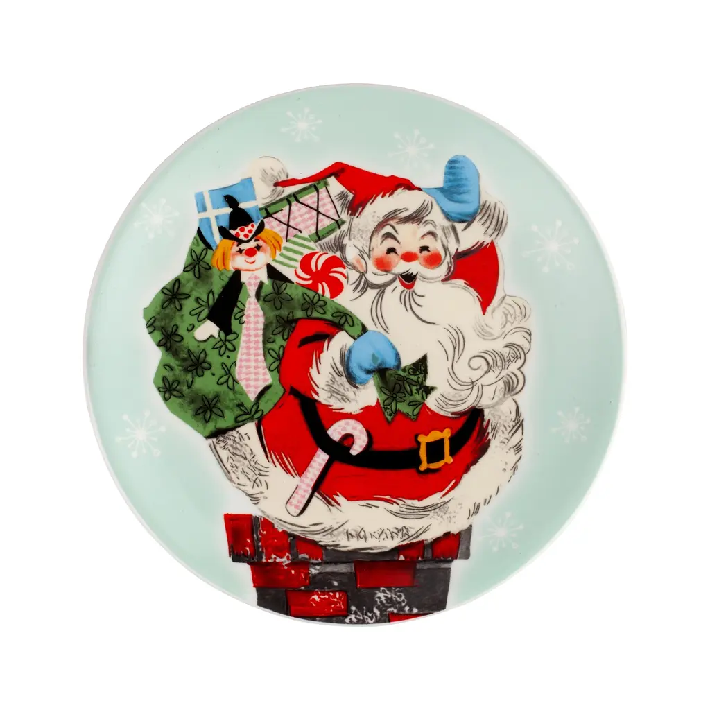 Mr. Christmas 8 in. Set of 4 Nostalgic Ceramic Character Plates - Pastel