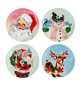 Mr. Christmas 8 in. Set of 4 Nostalgic Ceramic Character Plates - Pastel