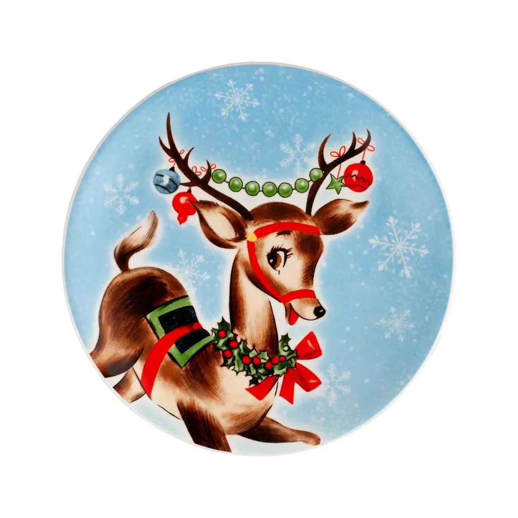 Mr. Christmas 8 in. Set of 4 Nostalgic Ceramic Character Plates - Pastel