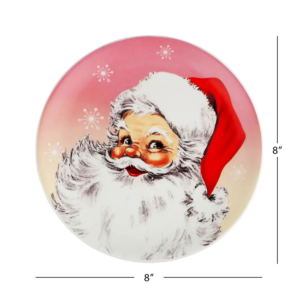 Mr. Christmas 8 in. Set of 4 Nostalgic Ceramic Character Plates - Pastel