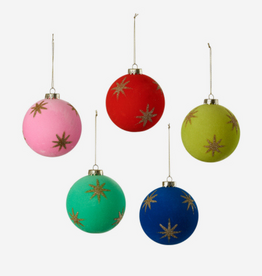 180 Degrees Flocked Star Ball Ornament 4"