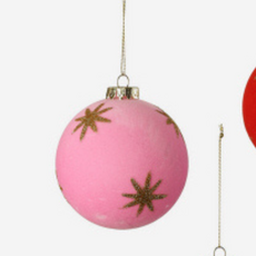 180 Degrees Flocked Star Ball Ornament 4"