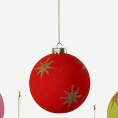 180 Degrees Flocked Star Ball Ornament 4"