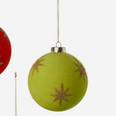 180 Degrees Flocked Star Ball Ornament 4"