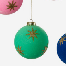 180 Degrees Flocked Star Ball Ornament 4"