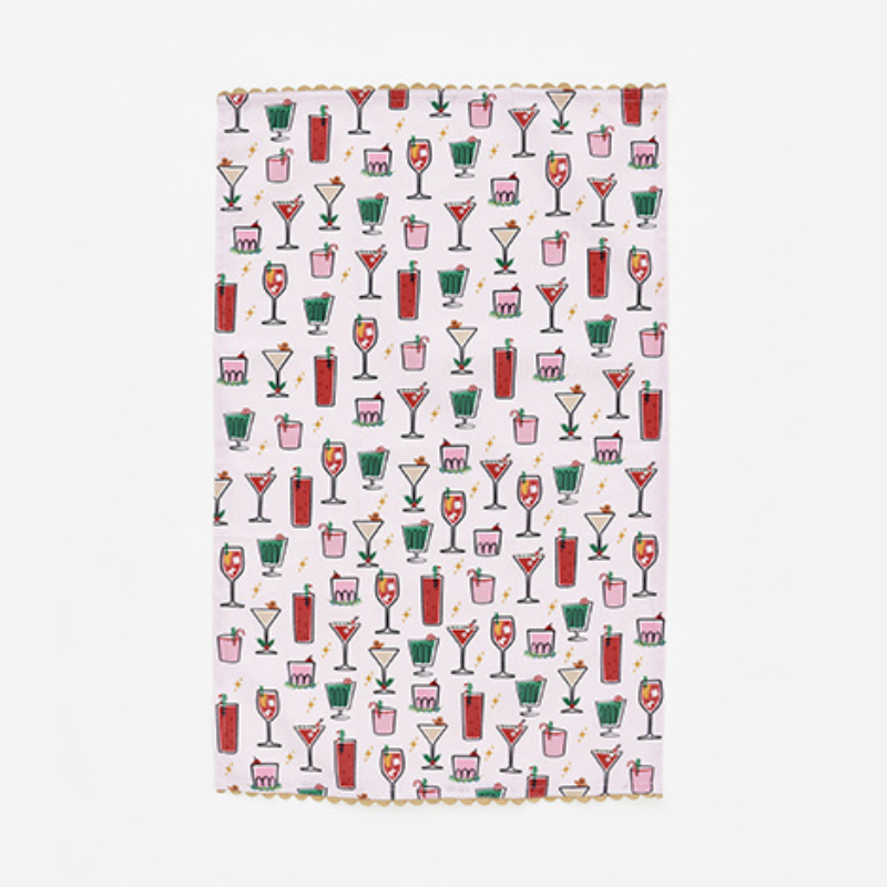 180 Degrees Holiday Cheers Dish Towel, Cotton, 18" x 28"