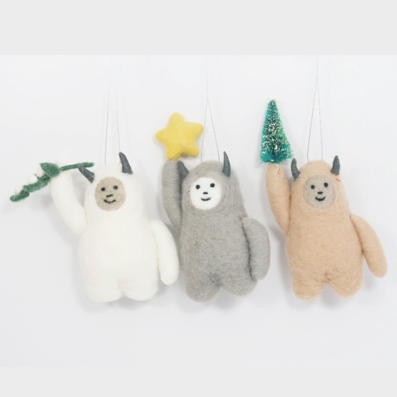 180 Degrees Abominable Snowman Ornament, Felt