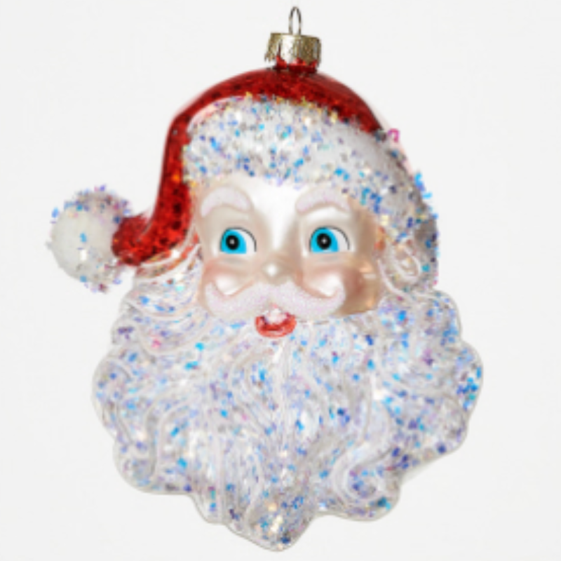 180 Degrees Santa Ornament Red, Glass 5.5"