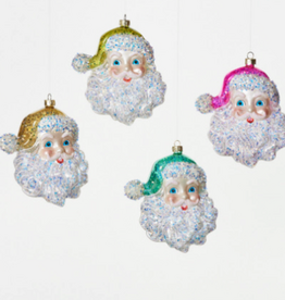 180 Degrees Cheerful Santa Orn, 4 Asst, Glass, 5.5"
