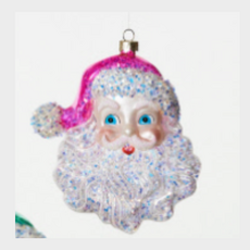 180 Degrees Cheerful Santa Orn, 4 Asst, Glass, 5.5"