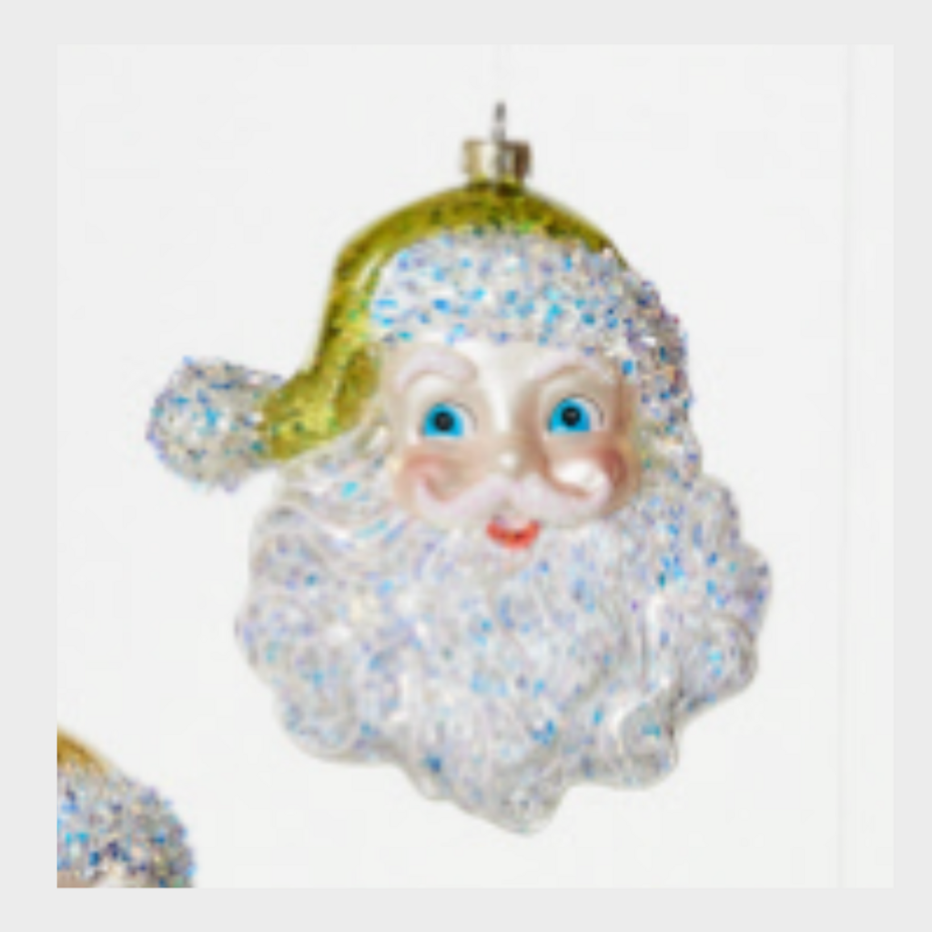 180 Degrees Cheerful Santa Orn, 4 Asst, Glass, 5.5"