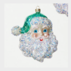180 Degrees Cheerful Santa Orn, 4 Asst, Glass, 5.5"