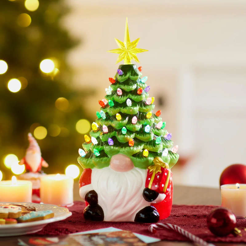 180 Degrees Lighted Gnome Ceramic 11.5"