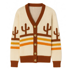 OxKnit FL25 Cactus Striped Jacquard Sweater