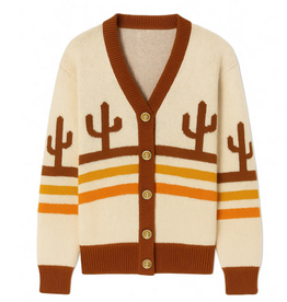 OxKnit FL25 Cactus Striped Jacquard Sweater