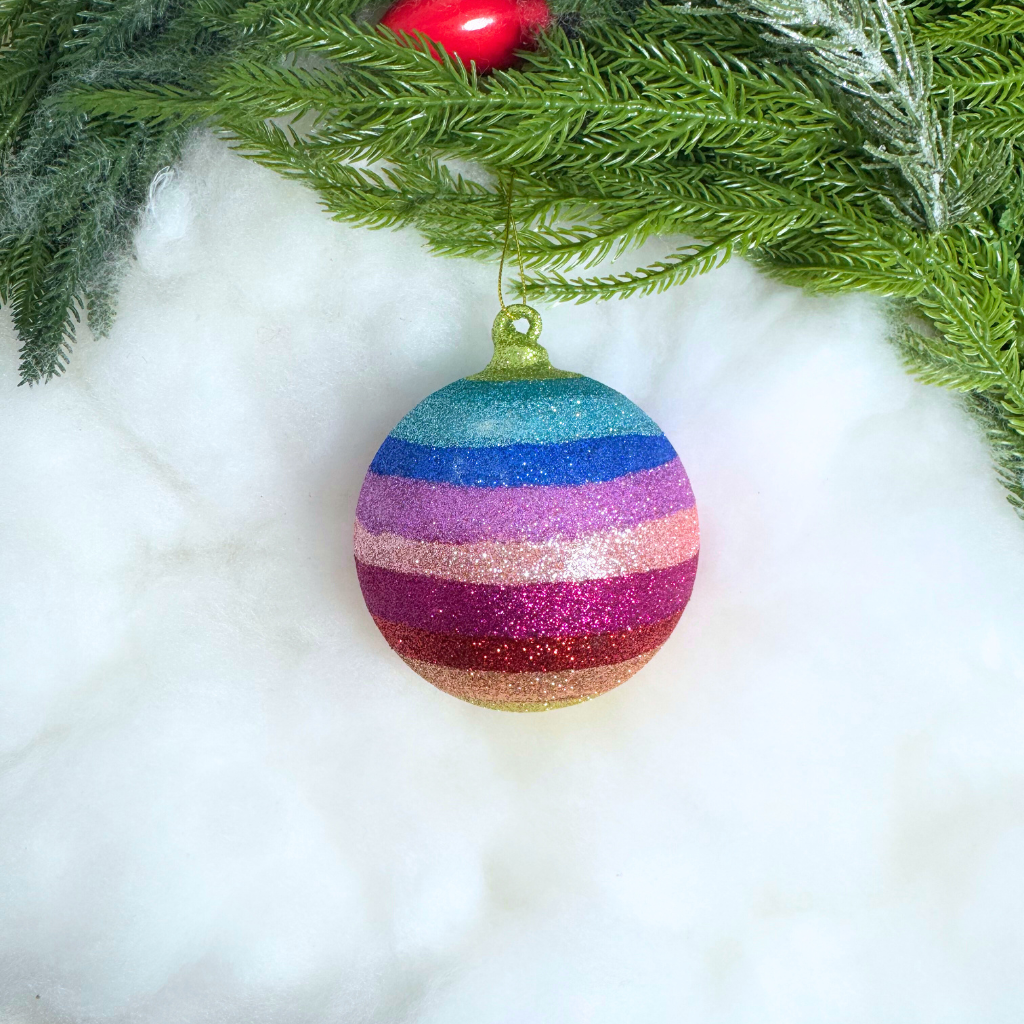 Cody Foster Glitter Rainbow Ball Ornament