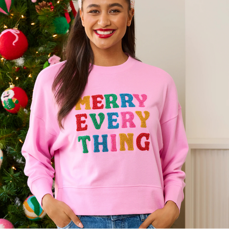 Shiraleah HL25 Merry Everything Relaxed Sweatshirt Pink
