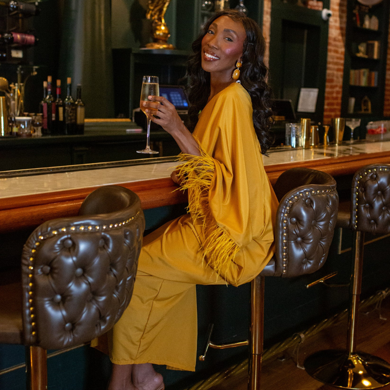 Jennafer Grace Chelziah Caftan in Amber Aurealia