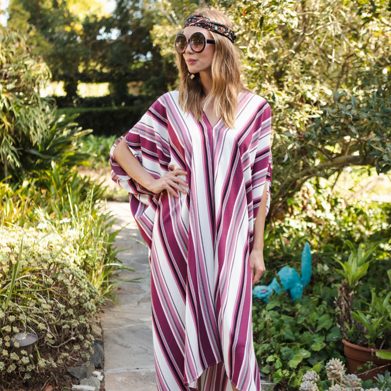 Jennafer Grace Mulberry Stripe Caftan Dress