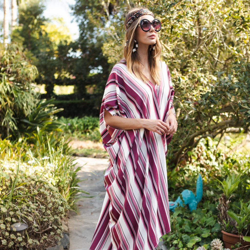 Jennafer Grace Mulberry Stripe Caftan Dress