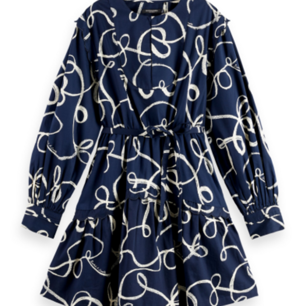 Scotch & Soda - Womenswear Scallop Trim Long Sleeve Mini Dress