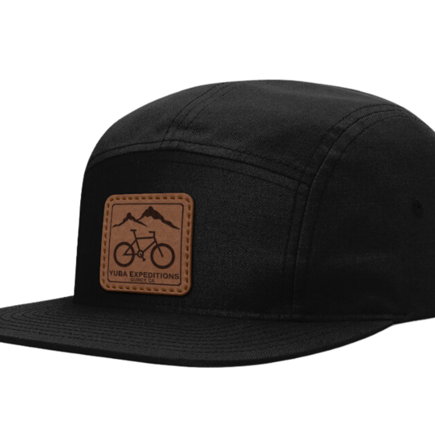 Sierra Buttes Trail Stewardship HAT - SBTS Quincy Bike 7-Panel Leather Patch - Black