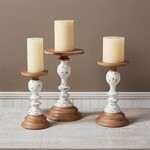 Mud Pie Wooden Rustic Candlestick-Small