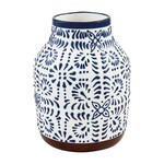 Mud Pie Medium Blue Floral Vase