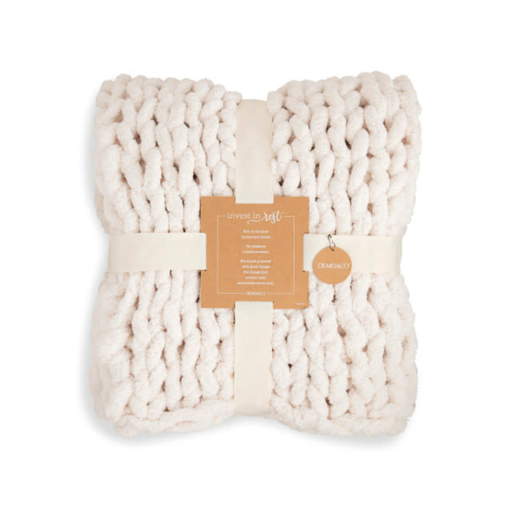 Demdaco Chunky Knit Throw Blanket - Cream