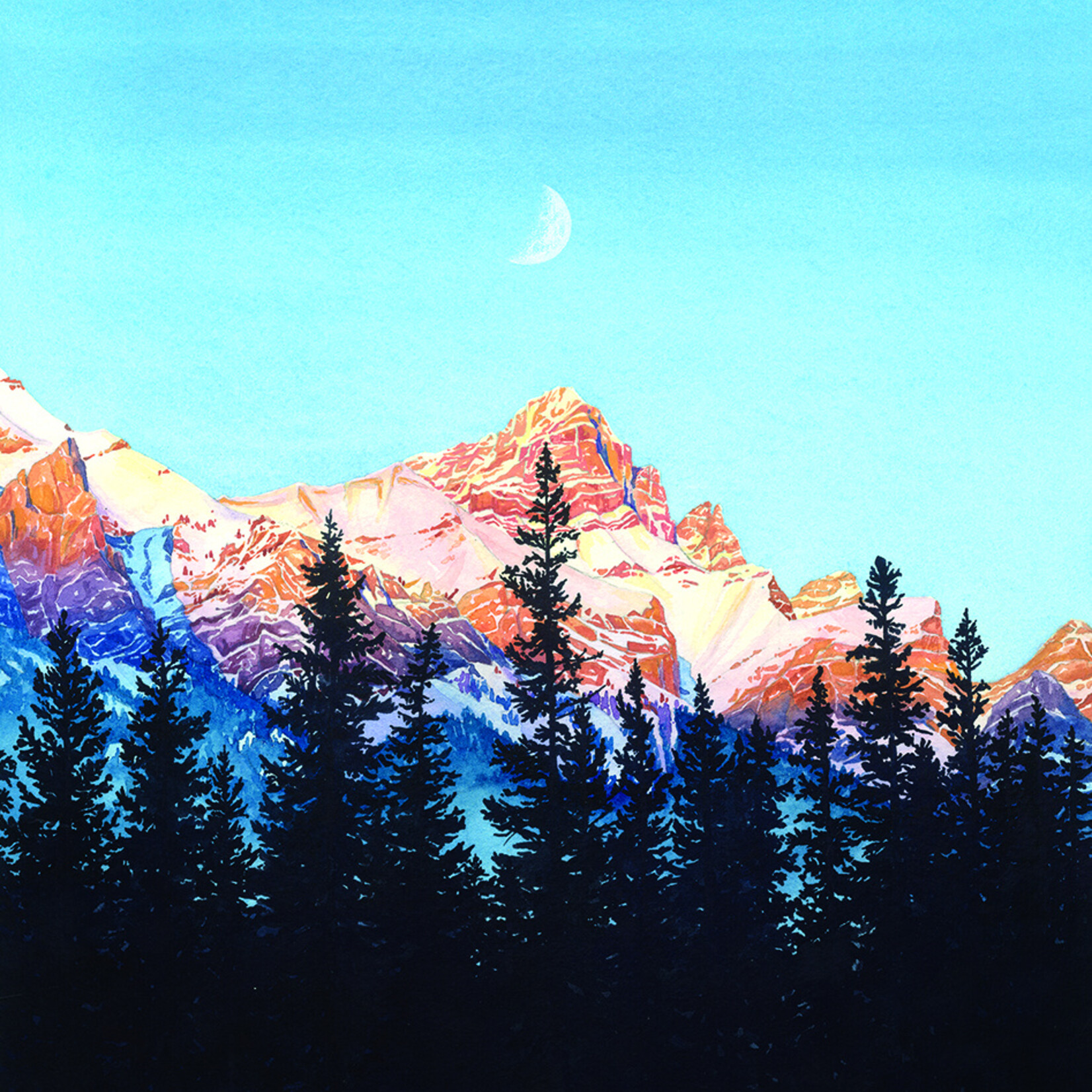 Emily Beaudoin Moonset Over Rundle