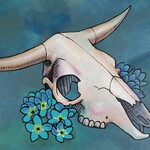 Olivia Carr Cow Skull with Forget Me Nots