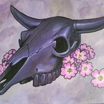 Olivia Carr Cow Skull with wild Roses