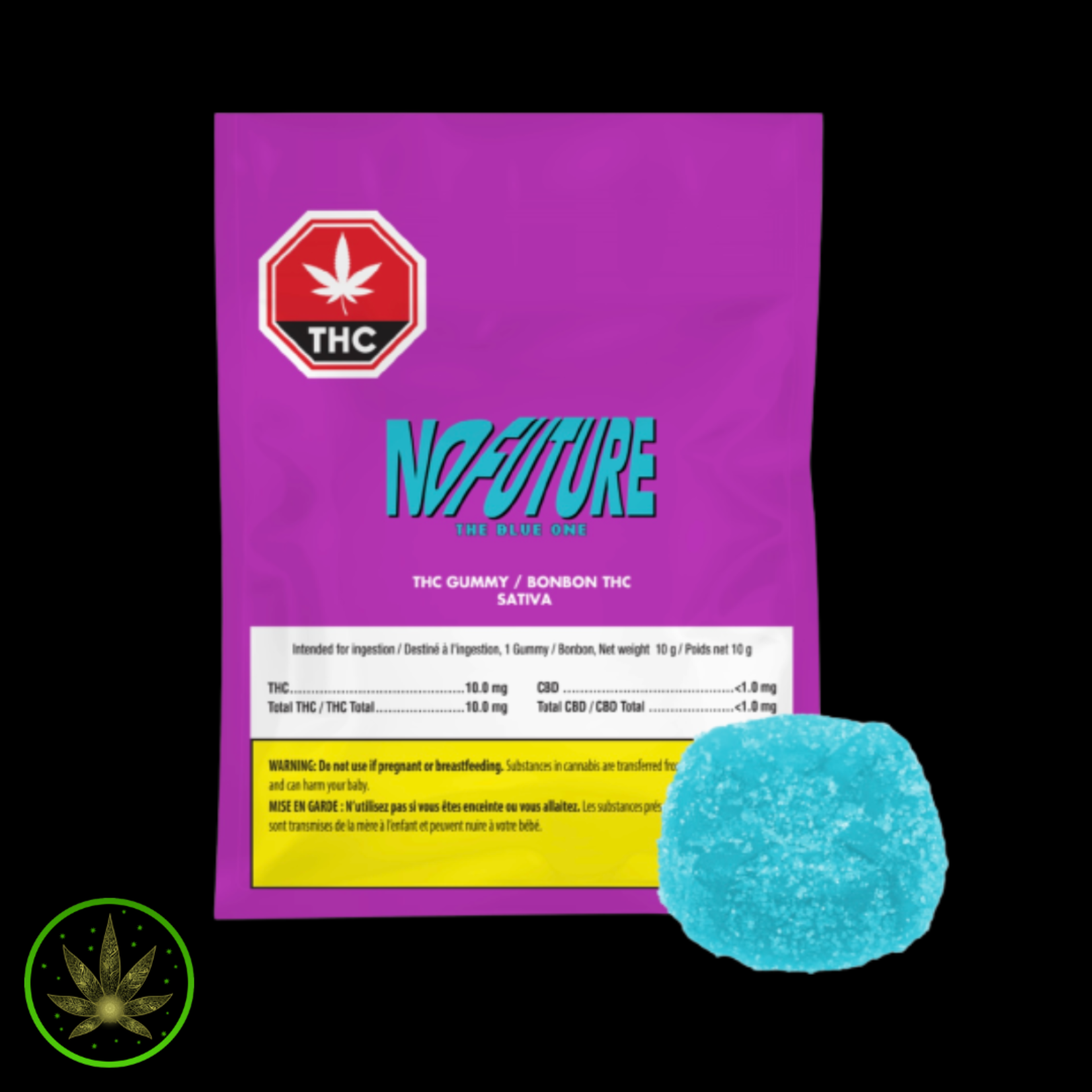 Indiva Blue Sativa THC 10mg, No Future (1/pk) Soft Chew