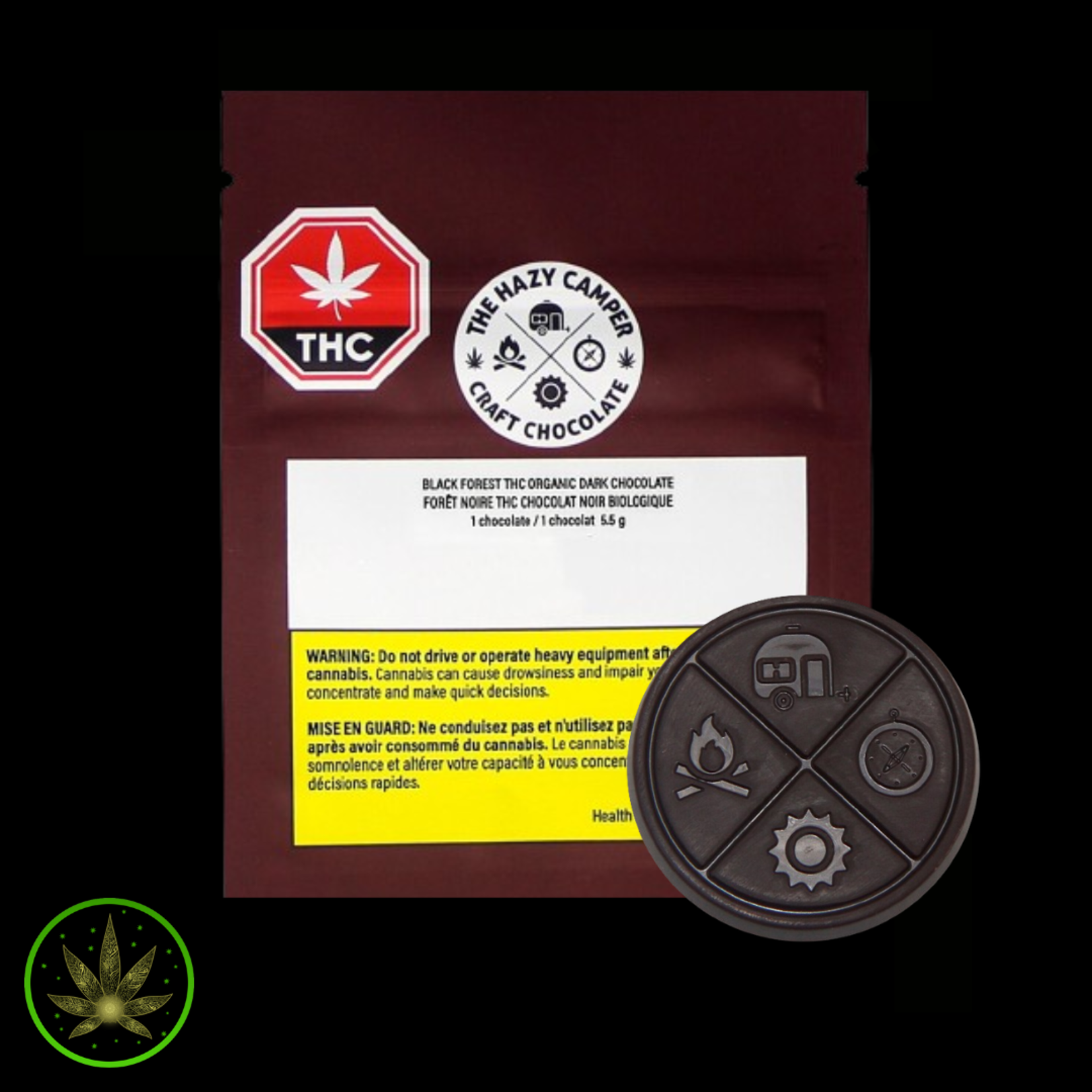 The Hazy Camper Black Forest THC Organic, The Hazy Camper (1/pc) Dark Chocolate