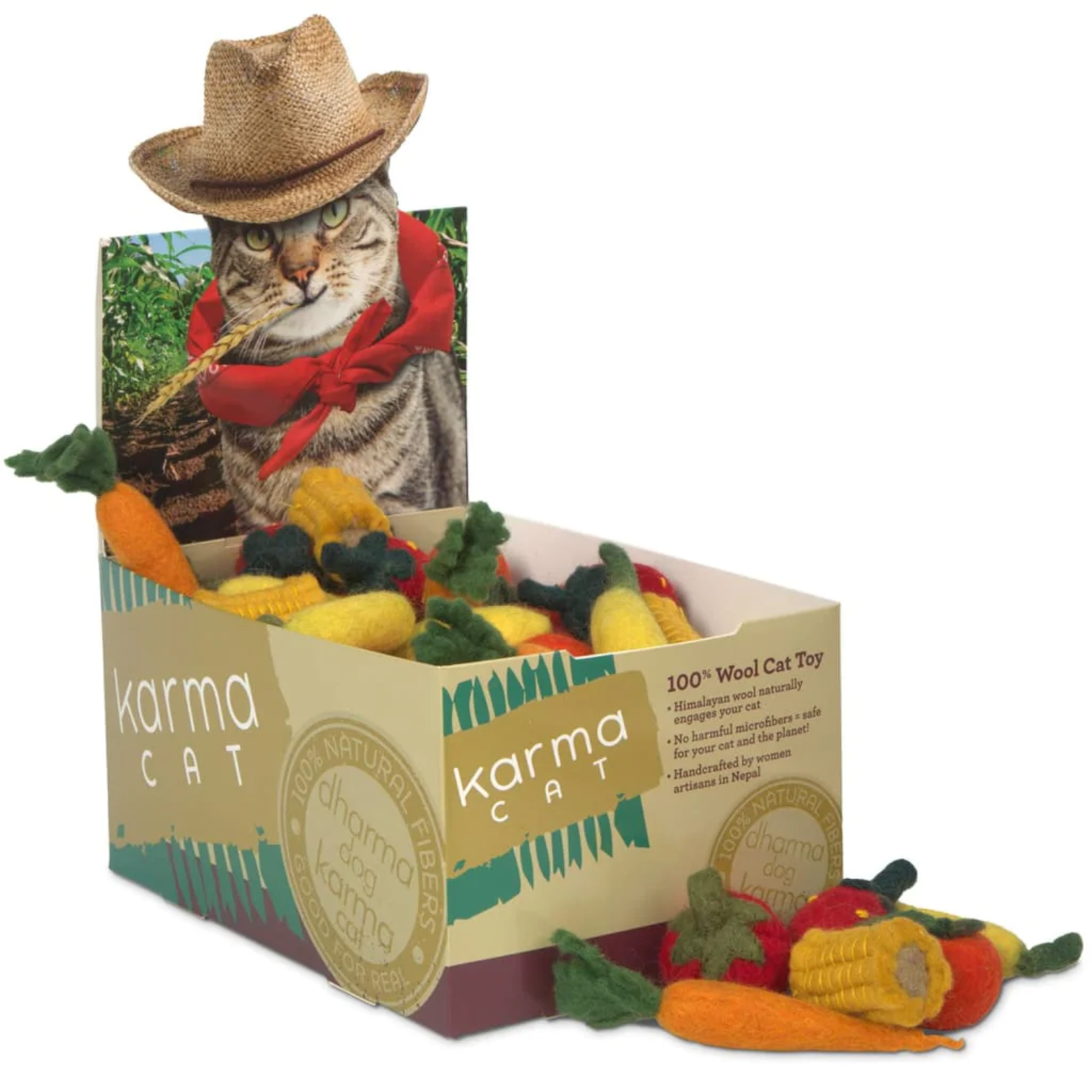 Dharma Dog Karma Cat - Farmer Cat Wool Pet Toy