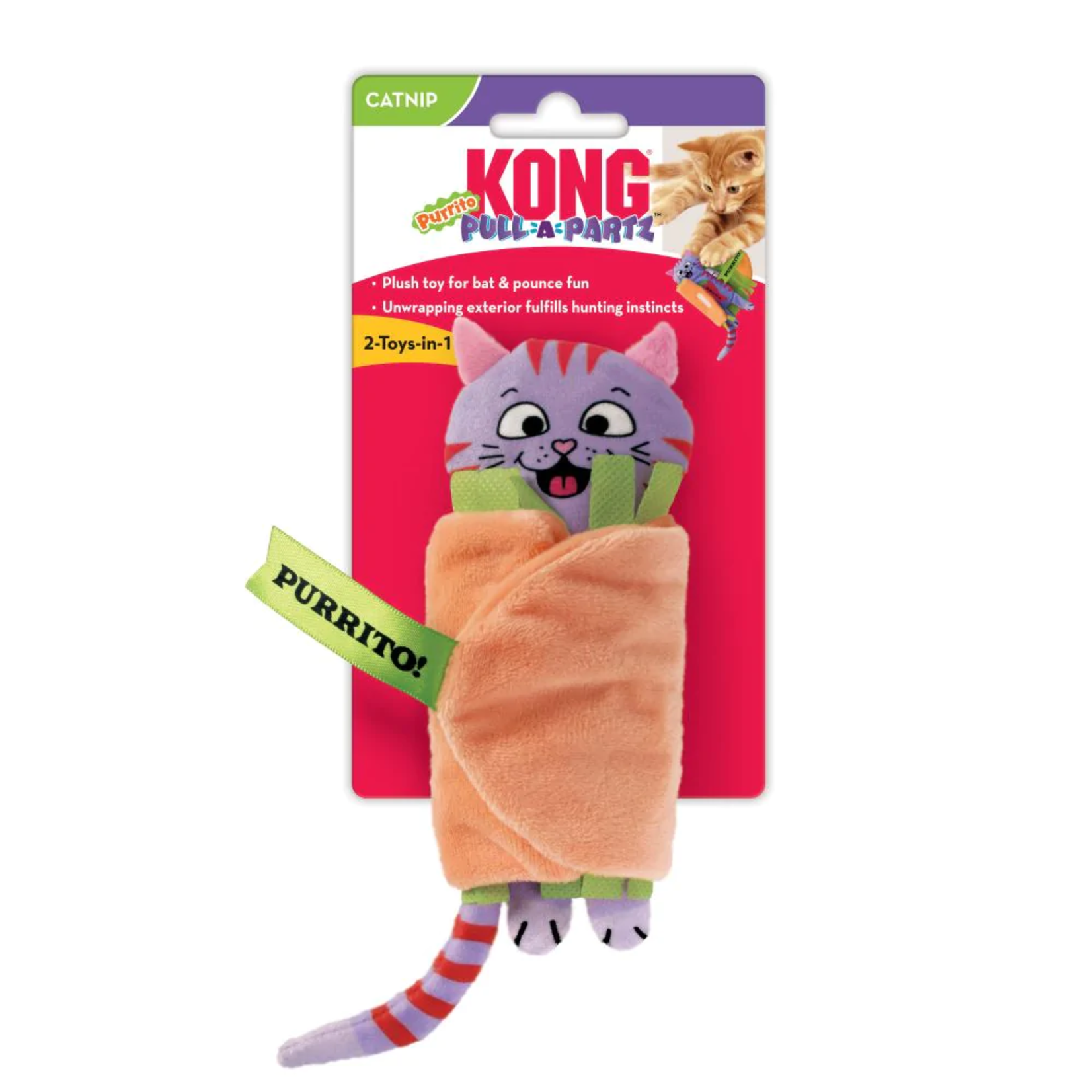 Kong KONG Pull-A-Partz Purrito Plush Cat Toy with Catnip