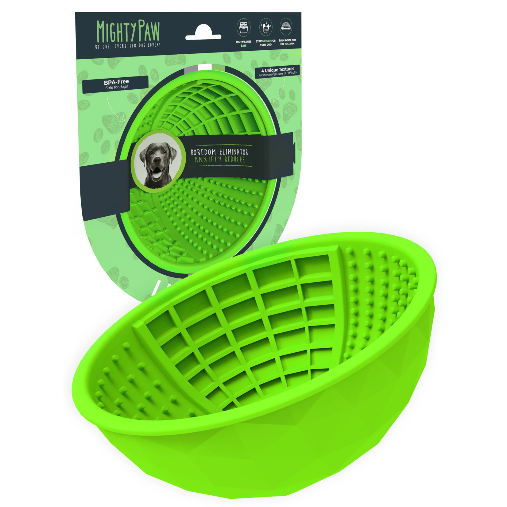 Messy Mutts Mighty Paw - Dog Lick Bowl - Green