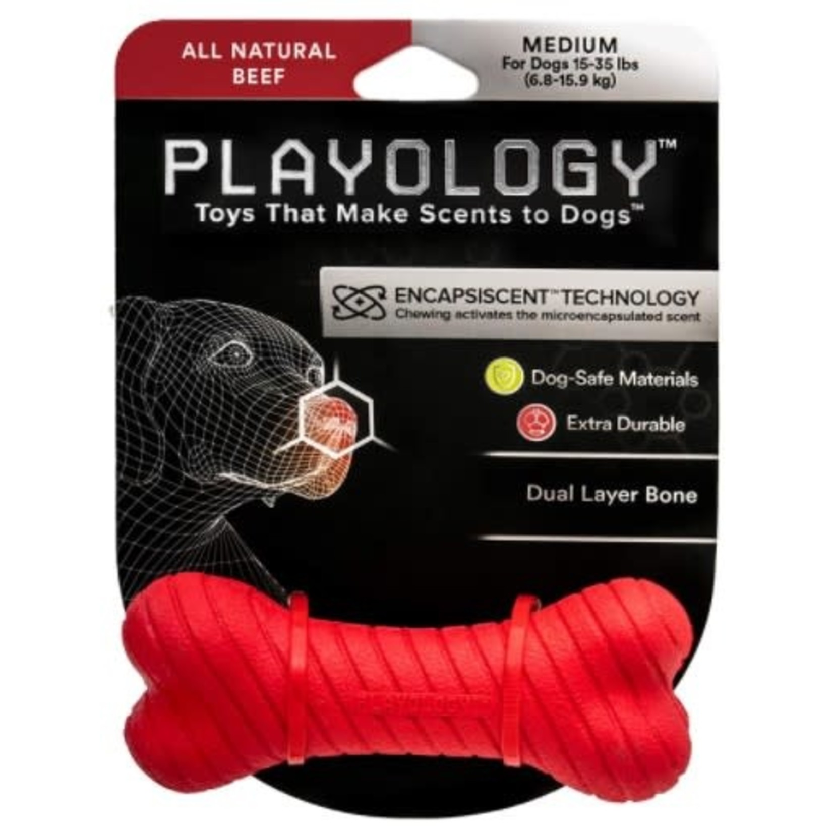 Playology All Natural Beef Scented Dual Layer Bone Medium