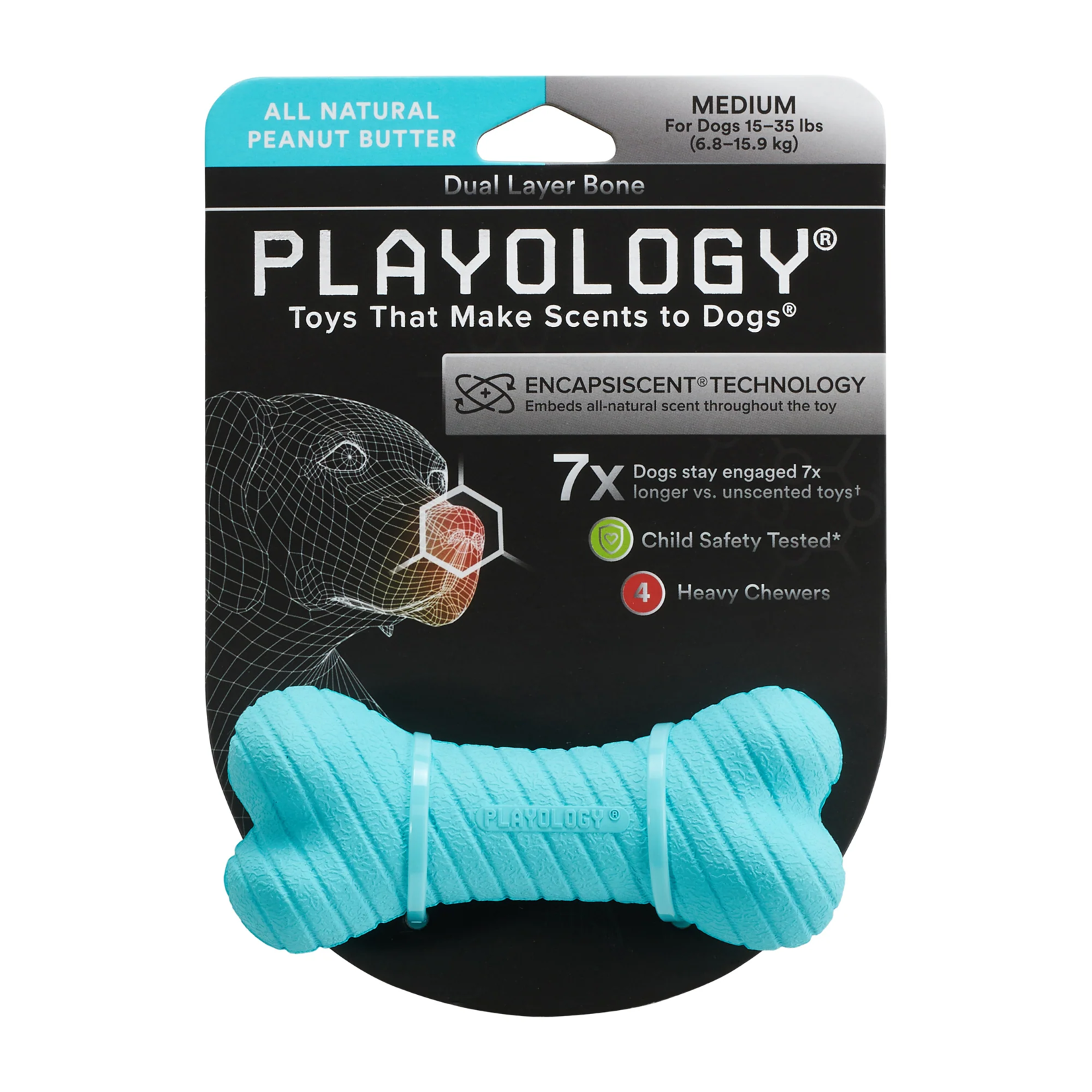 Playology All Natural Peanut Butter Scented Dual Layer Bone Medium