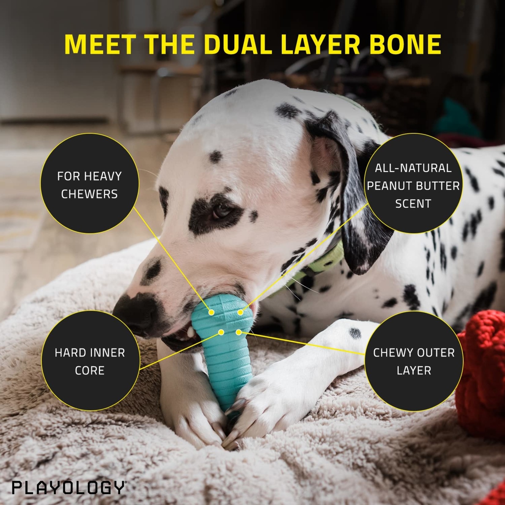 Playology All Natural Peanut Butter Scented Dual Layer Bone Medium