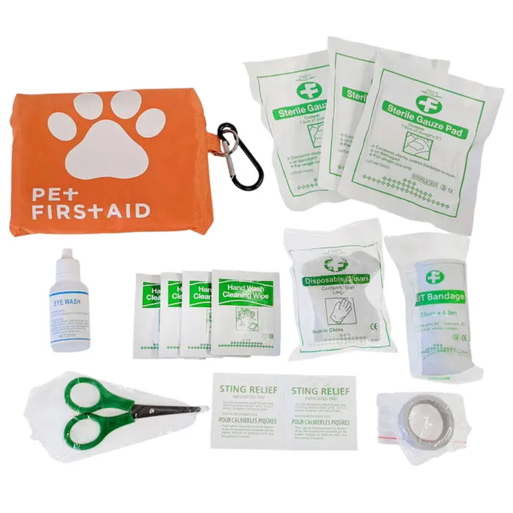 Pet First Aid Travel Pet First Aid Kit w/ Carabiner- 19pcs
