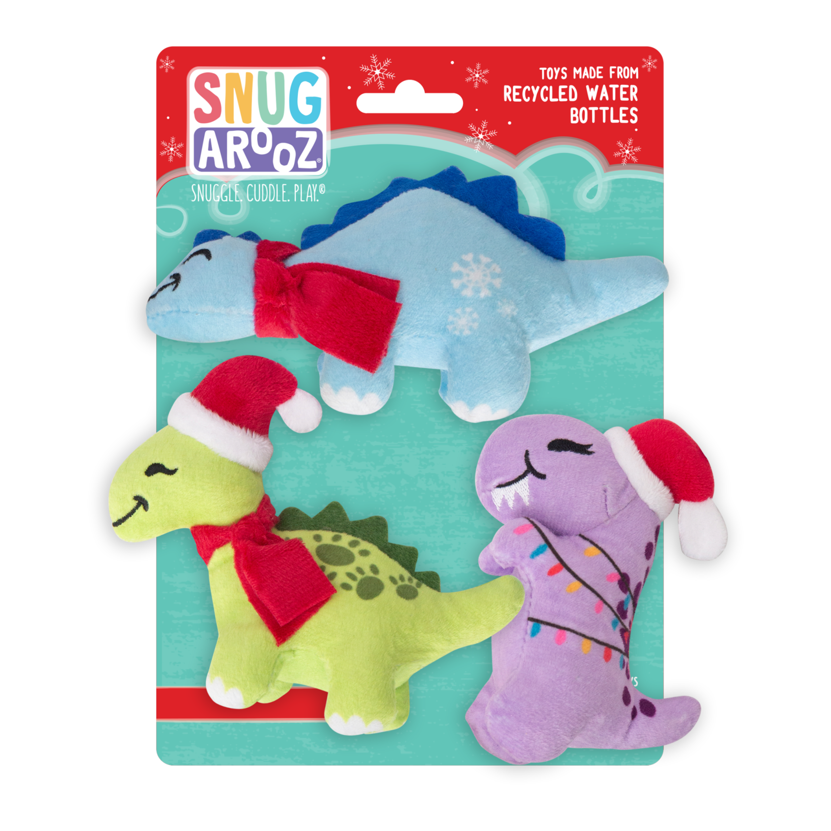 Snugarooz Holiday Christmas Dinos Dog Toys 3 pack