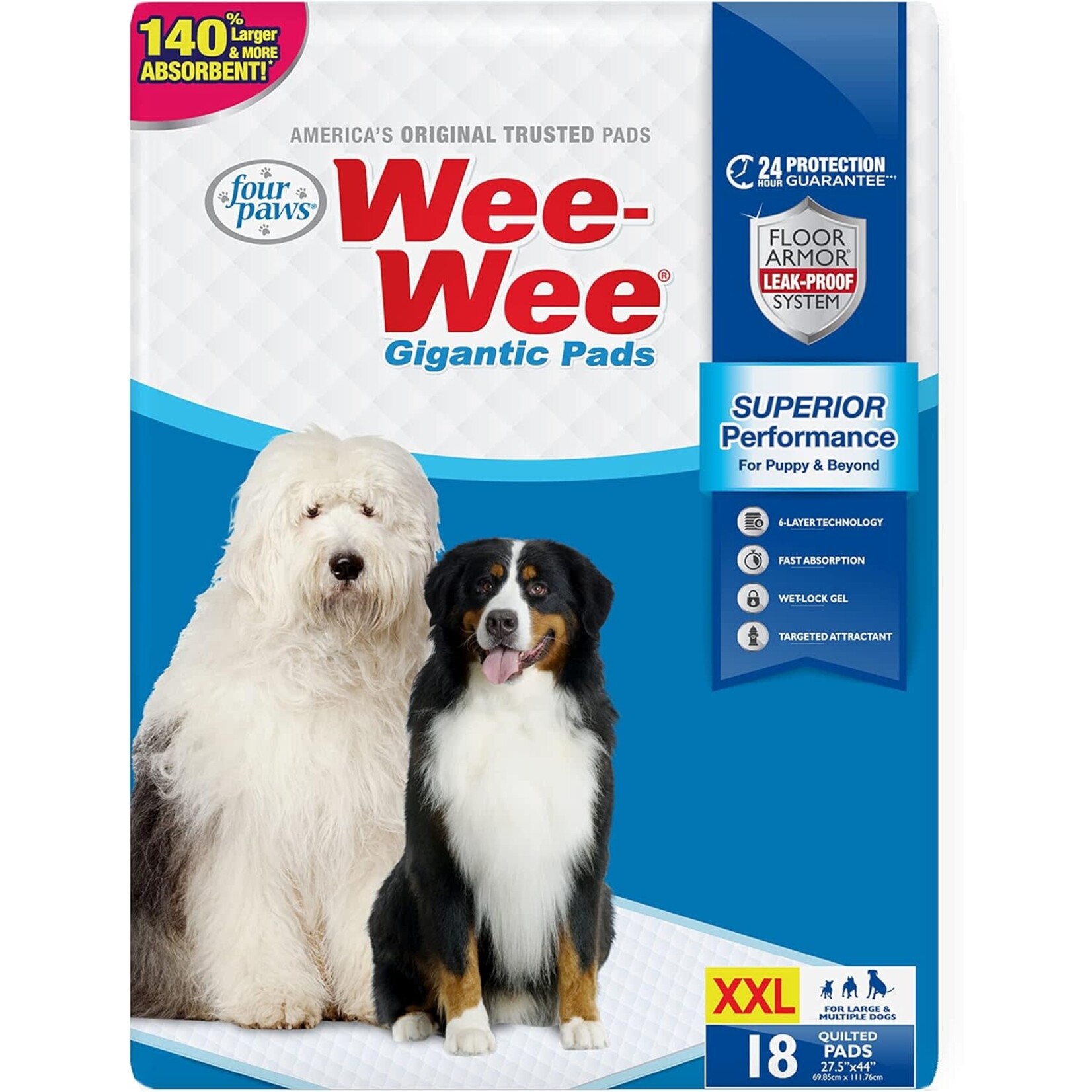 FOUR PAWS PRODUCTS Four Paws Gigantic Wee Wee Pads 27.5 x 44" 18 pack