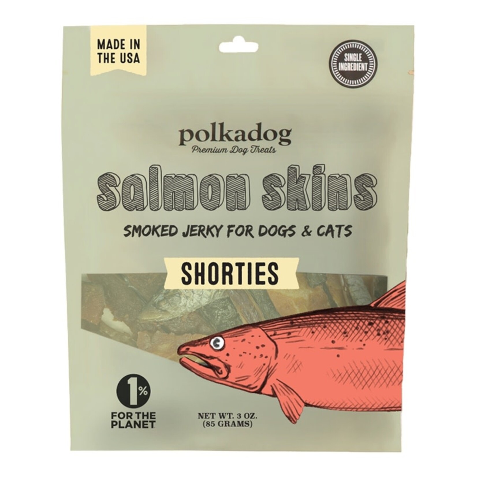 Polka Dog Polkadog Salmon Skin Jerky Dog Treats 3 oz