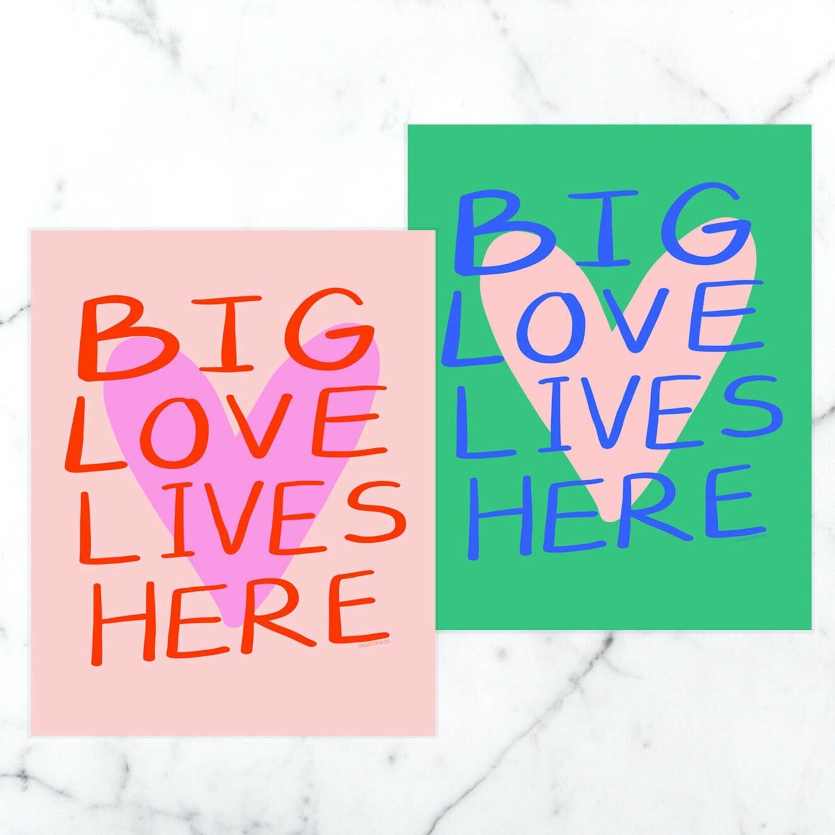 Big Love Lives Here Print - Candy Hearts Pink