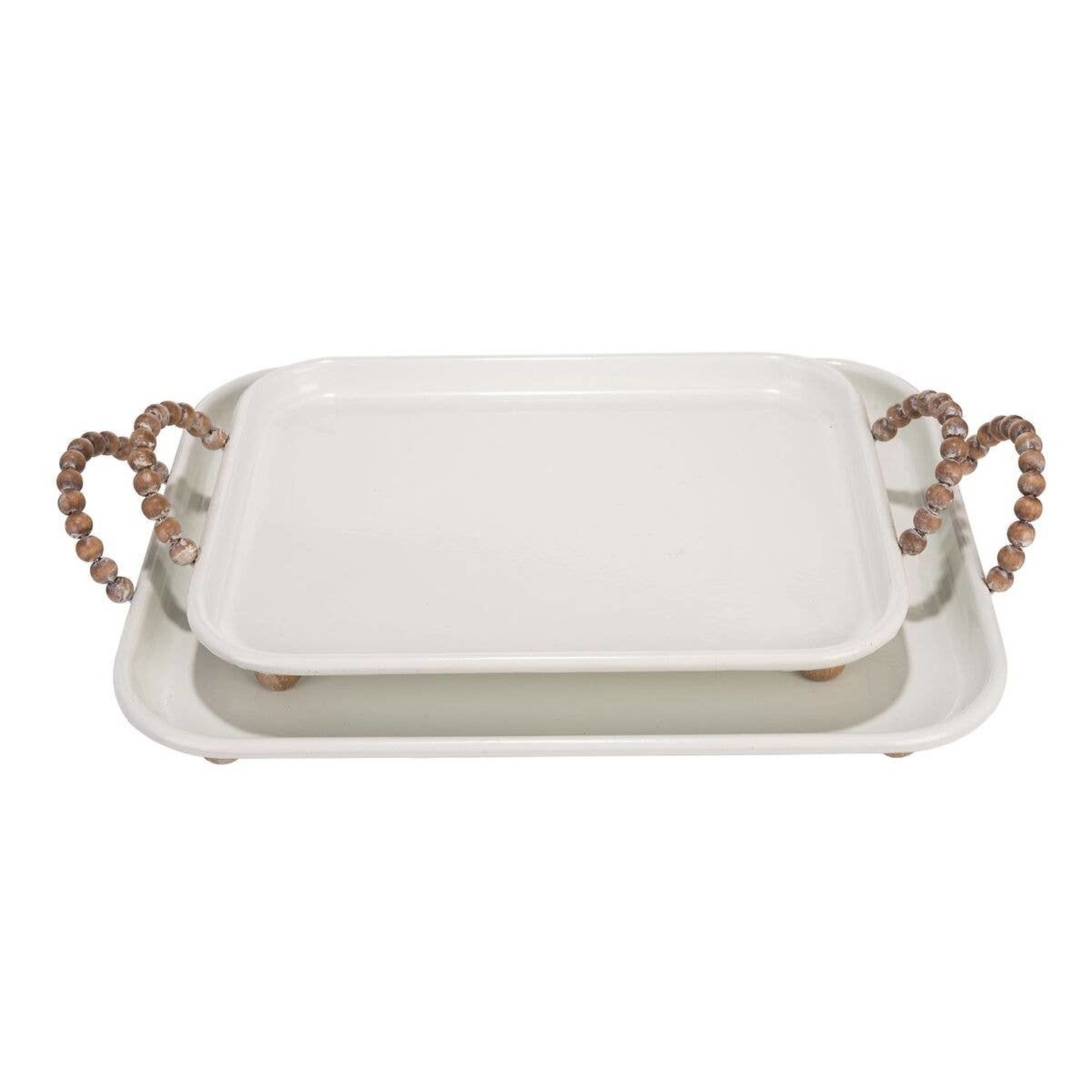 Large Wood Bead Handle Tray - Liminal Gift + Greenery