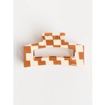 Brown Checkered Hair Claw