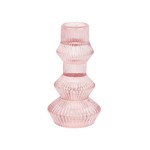 Talking Tables Ribbed Pink Glass Candlestick Holder