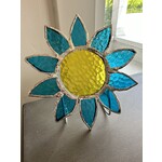 Standing Stained Glass Turquoise/Yellow
